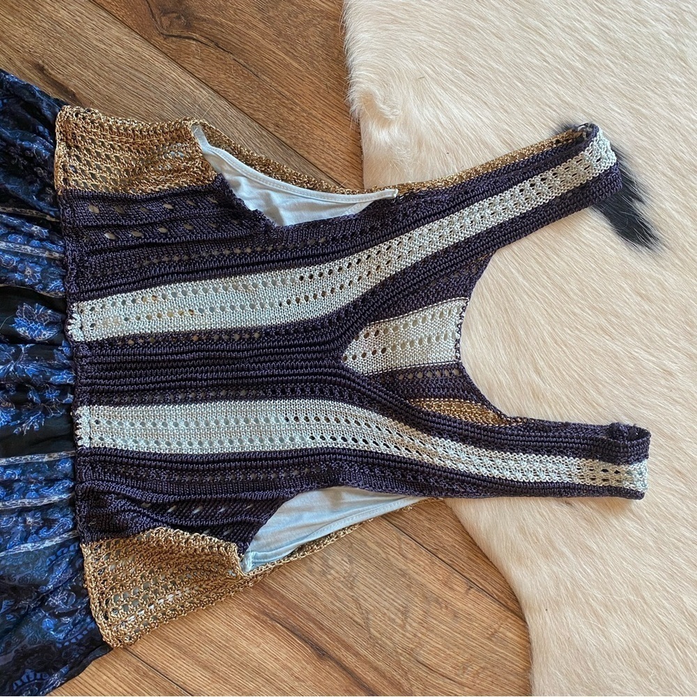 Free People Fairycore boho whimsical floral festival mini dress crochet bodice - Picture 12 of 13